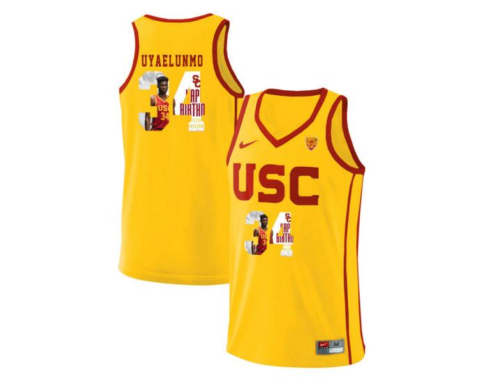 USC Trojans #34 Victor Uyaelunmo Replica College Basketball Jersey Yellow
