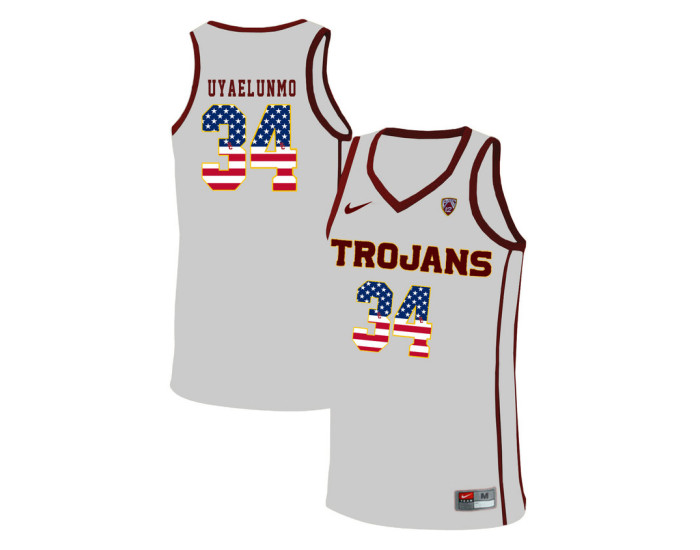 USC Trojans #34 Victor Uyaelunmo Replica College Basketball Jersey White