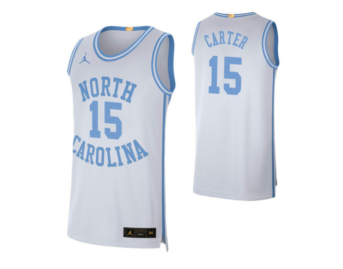 North Carolina Tar Heels #15 Vince Carter White Replica College Basketball Jersey