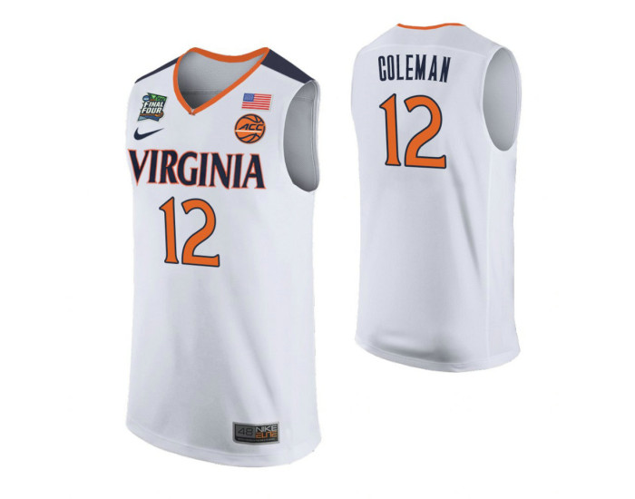 Virginia Cavaliers #12 Chase Coleman White Replica College Basketball Jersey
