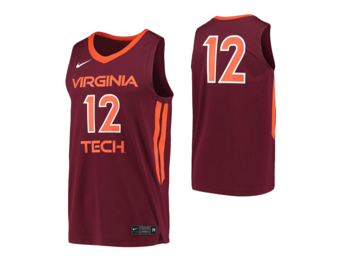 Youth Virginia Tech Hokies #12 Authentic College Basketball Jersey Maroon