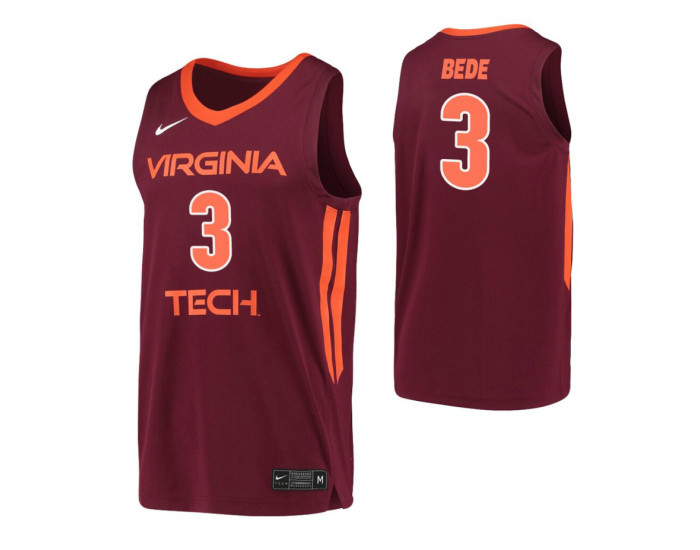 Virginia Tech Hokies #3 Wabissa Bede Maroon Replica College Basketball Jersey
