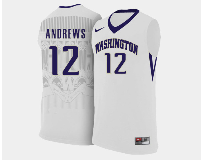 Youth Washington Huskies #12 Andrew Andrews White Home Authentic College Basketball Jersey