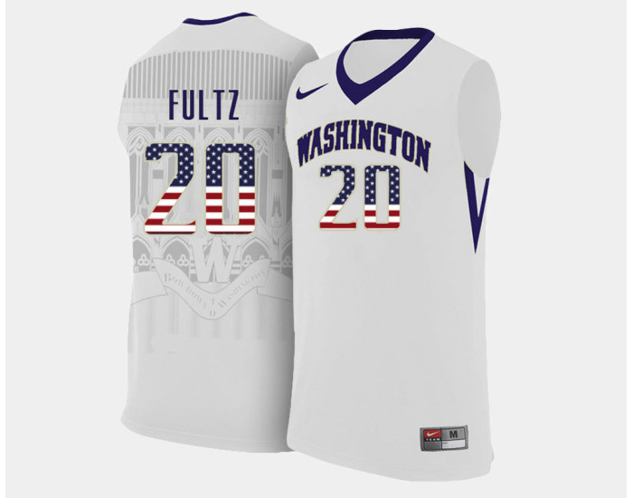 Youth Washington Huskies #20 Markelle Fultz White Home USA Flag Replica College Basketball Jersey