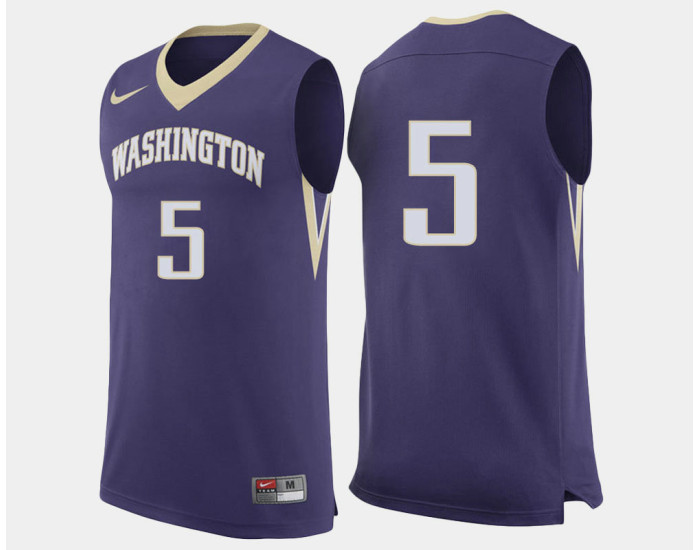 Washington Huskies #5 Quin Barnard Purple Road Replica College Basketball Jersey