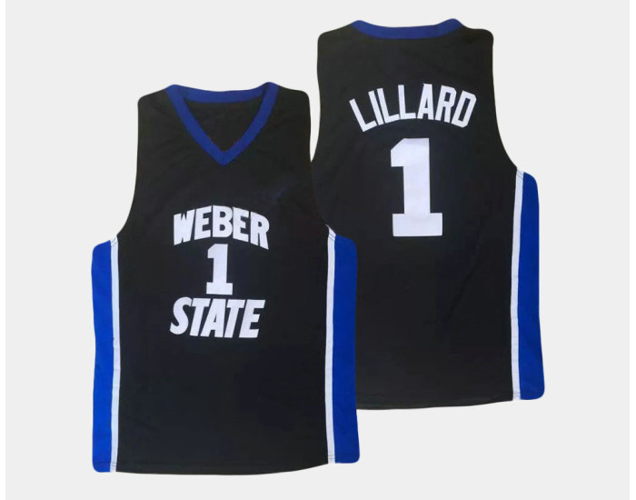 Youth Weber State Wildcats #1 Damian Lillard Black Alternate Authentic College Basketball Jersey