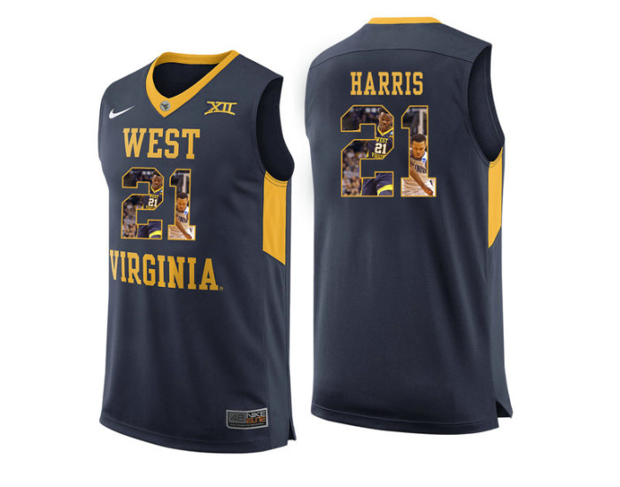 Youth West Virginia Mountaineers #21 Wesley Harris Authentic College Basketball Jersey Navy