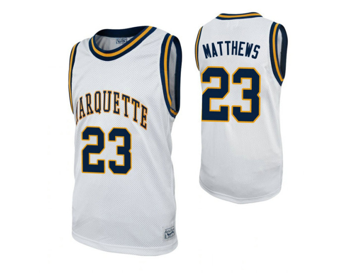 Marquette Golden Eagles #23 Wesley Matthews White Authentic College Basketball Jersey