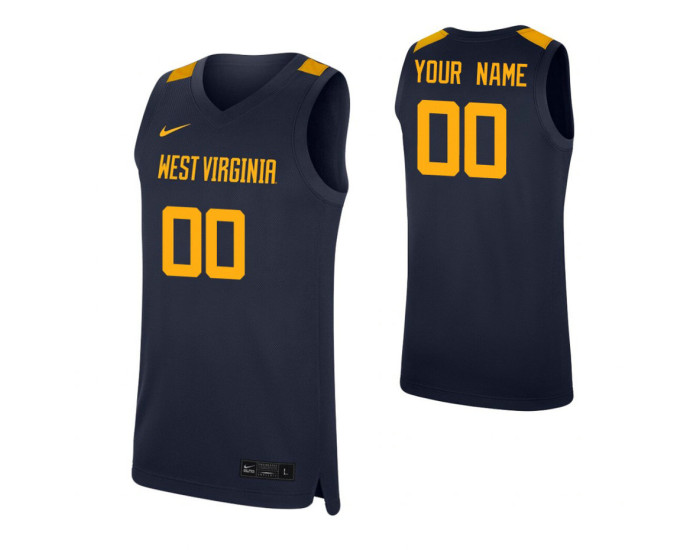 West Virginia Mountaineers Custom College Basketball Replica Jersey Navy