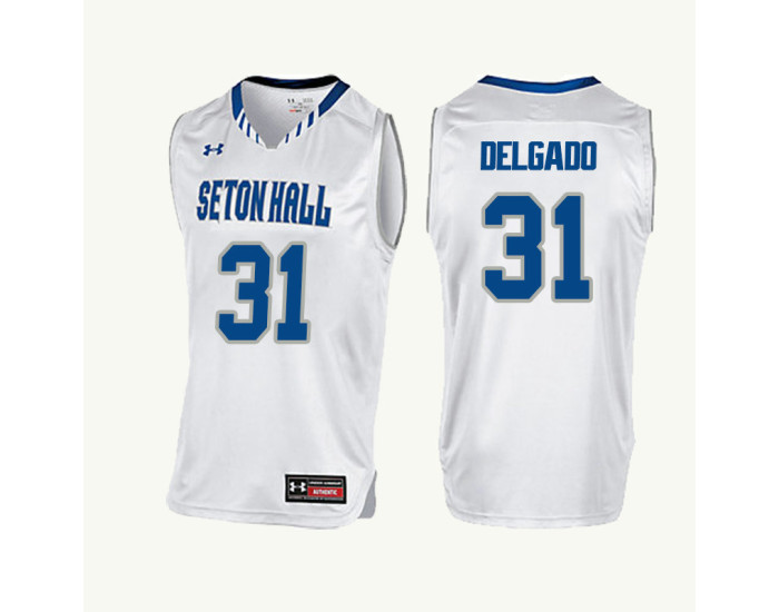 Seton Hall Pirates #31 Angel Delgado Replica College Basketball Jersey White