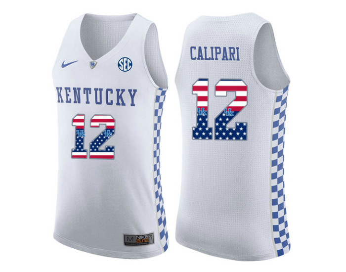 Kentucky Wildcats #12 Brad Calipari Authentic College Basketball Jersey white