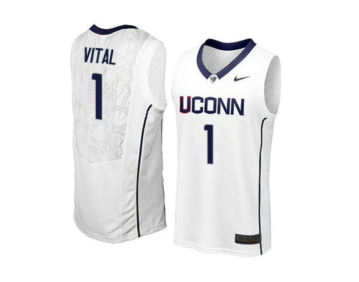 Youth UConn Huskies #1 Christian Vital Replica College Basketball Jersey White