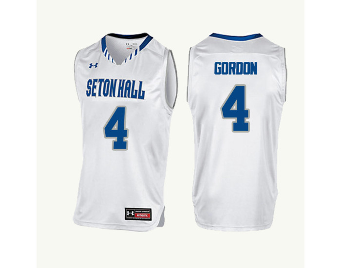 Seton Hall Pirates #4 Eron Gordon Authentic College Basketball Jersey White