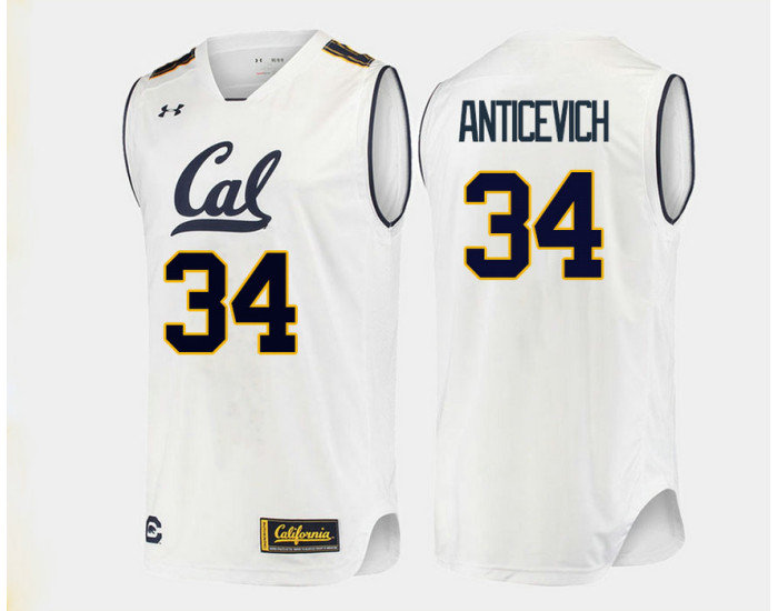California Golden Bears #34 Grant Anticevich Authentic College Basketball Jersey White