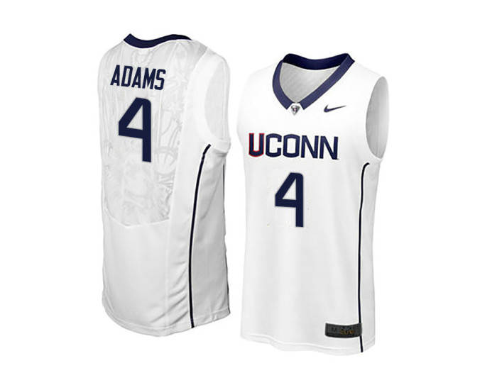 UConn Huskies #4 Jalen Adams Authentic College Basketball Jersey White
