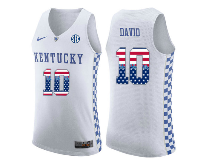 Kentucky Wildcats #10 Jonny David Authentic College Basketball Jersey white