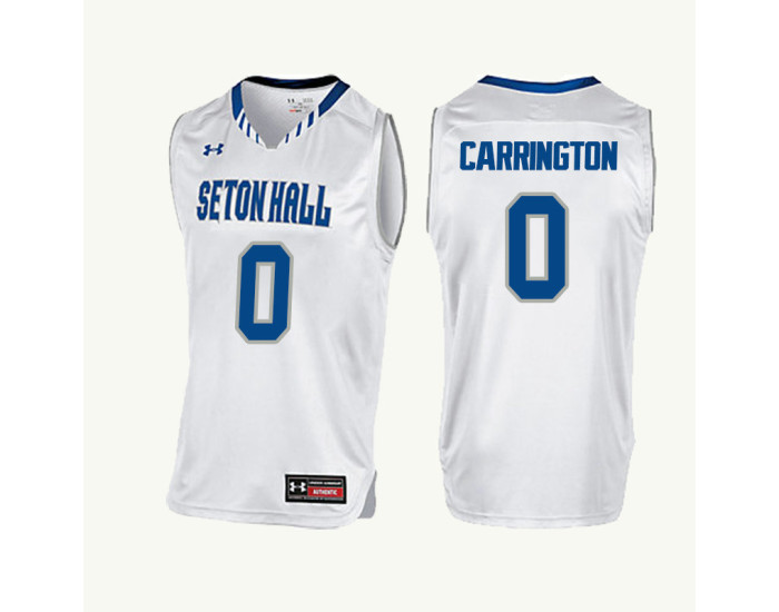 Youth Seton Hall Pirates #0 Khadeen Carrington Replica College Basketball Jersey White