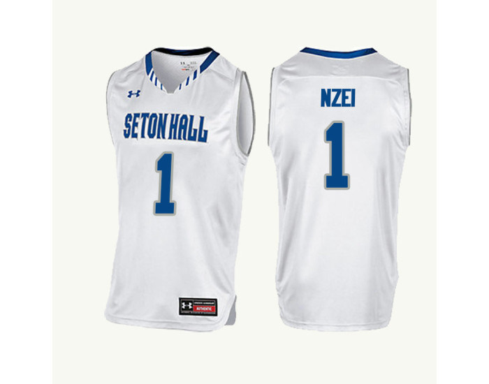 Seton Hall Pirates #1 Michael Nzei Replica College Basketball Jersey White