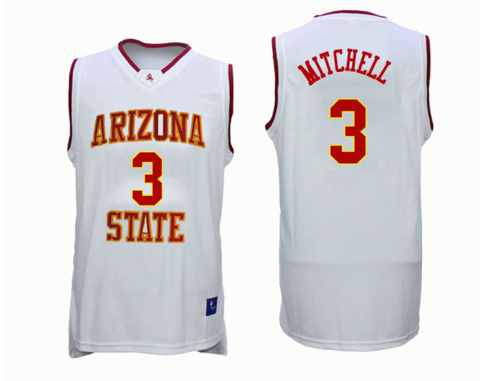 Arizona State Sun Devils #3 Mickey Mitchell Authentic College Basketball Jersey White