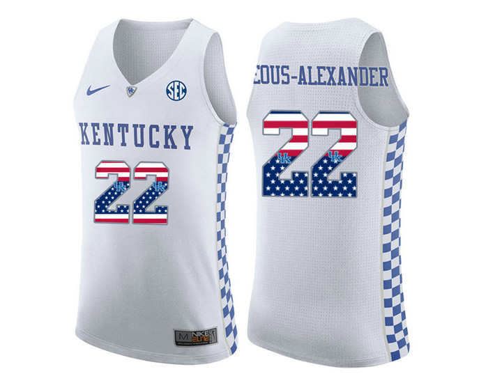 Kentucky Wildcats #22 Shai Gilgeous-Alexander Replica College Basketball Jersey white