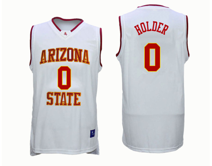 Arizona State Sun Devils #0 Tra Holder Authentic College Basketball Jersey White