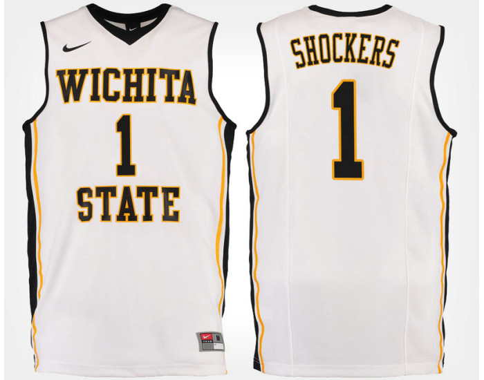 Wichita State Shockers #1 White Authentic College Basketball Jersey