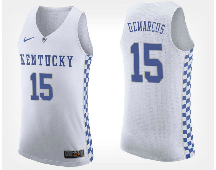 Kentucky Wildcats #15 DeMarcus Cousins White Road Replica College Basketball Jersey