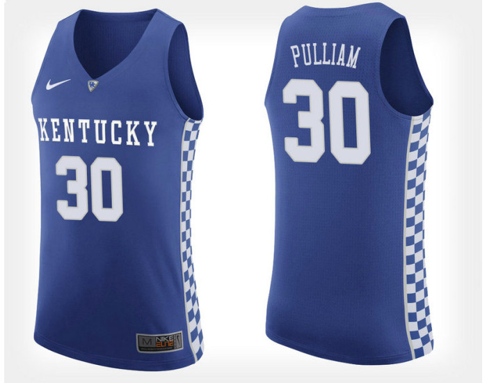 Kentucky Wildcats #30 Dillon Pulliam Blue Home Replica College Basketball Jersey