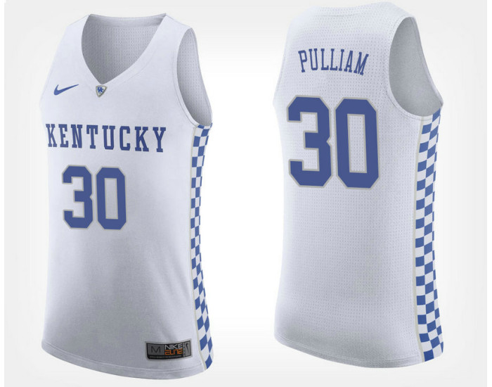 Youth Kentucky Wildcats #30 Dillon Pulliam White Road Replica College Basketball Jersey