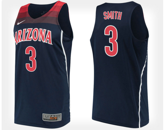 Arizona Wildcats #3 Dylan Smith Navy Alternate Authentic College Basketball Jersey