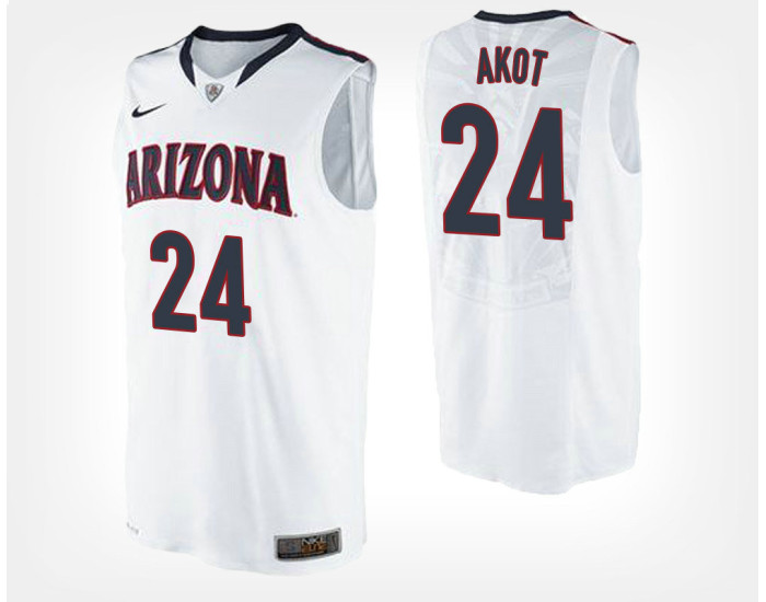 Arizona Wildcats #24 Emmanuel Akot White Road Authentic College Basketball Jersey