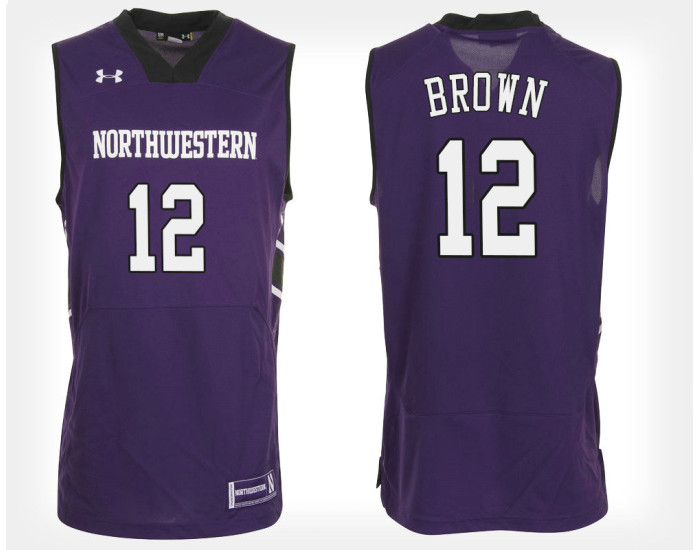 Northwestern Wildcats #12 Isiah Brown Purple Home Authentic College Basketball Jersey