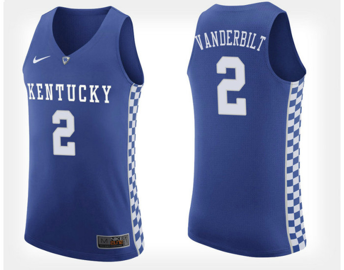 Kentucky Wildcats #2 Jarred Vanderbilt Blue Home Authentic College Basketball Jersey