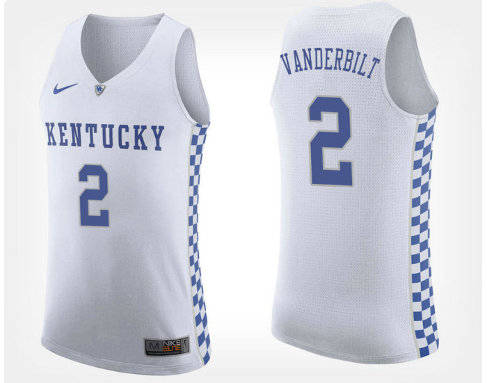 Kentucky Wildcats #2 Jarred Vanderbilt White Road Authentic College Basketball Jersey