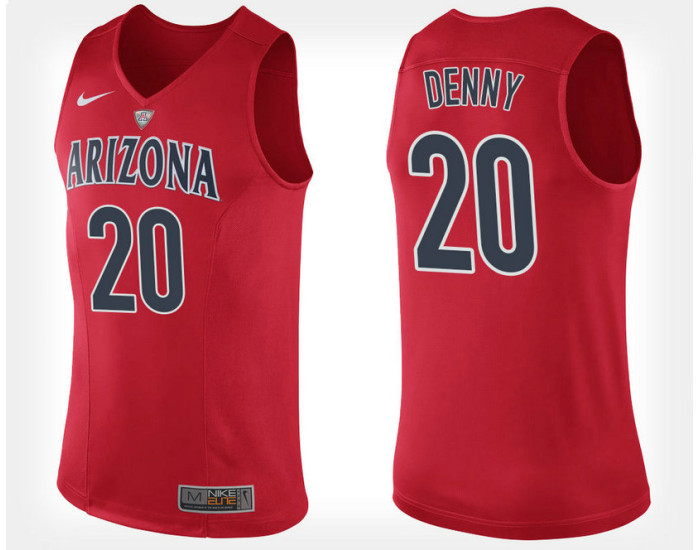 Arizona Wildcats #20 Talbott Denny Red Home Authentic College Basketball Jersey