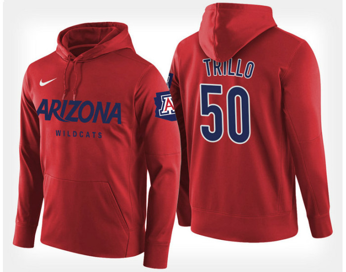 Arizona Wildcats #50 Tyler Trillo Red Hoodie College Basketball