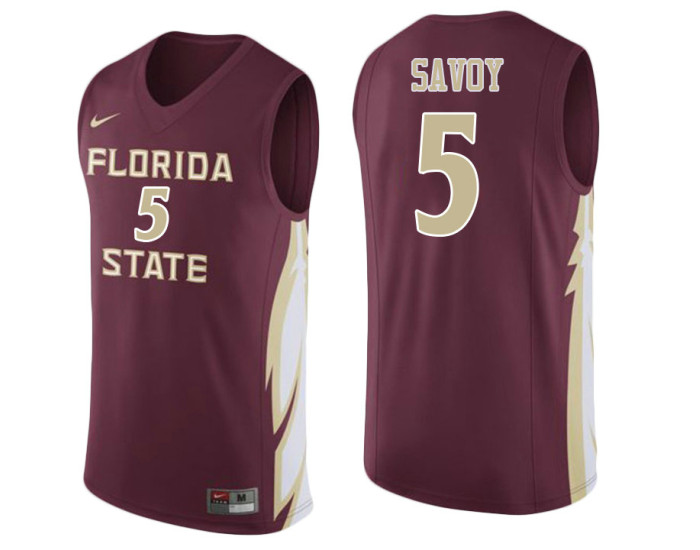 Florida State Seminoles #5 PJ Savoy Authentic College Basketball Jersey wine