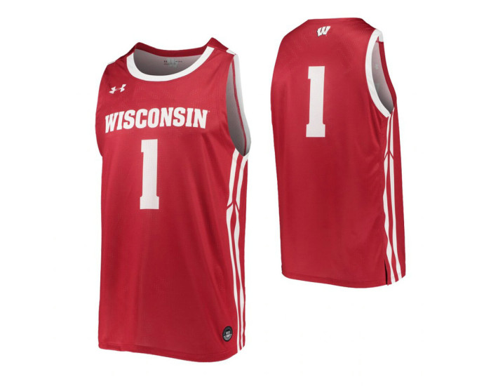 Wisconsin Badgers #1 Replica College Basketball Jersey Red