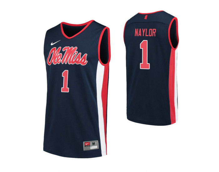 Youth Ole Miss Rebels 1 Zach Naylor Authentic College Basketball Jersey Navy
