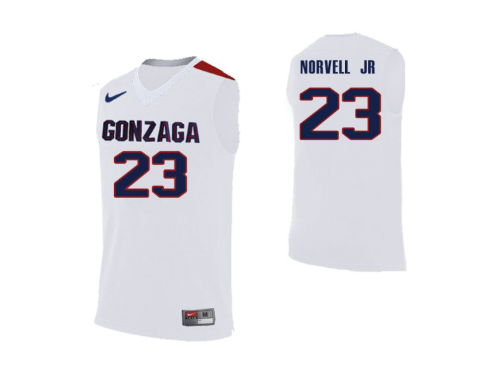 Gonzaga Bulldogs #23 Zach Norvell Jr. White Authentic College Basketball Jersey