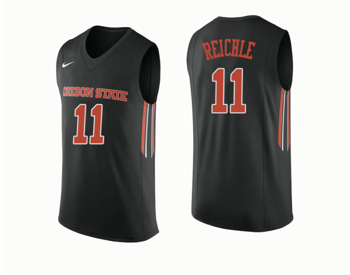 Oregon State Beavers #11 Zach Reichle Authentic College Basketball Jersey Black