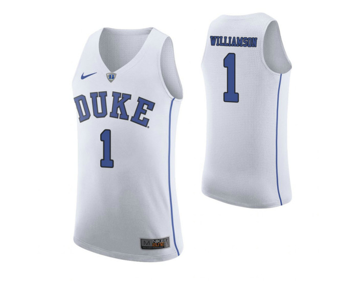 Youth Duke Blue Devils #1 Zion Williamson Replica College Basketball Jersey White