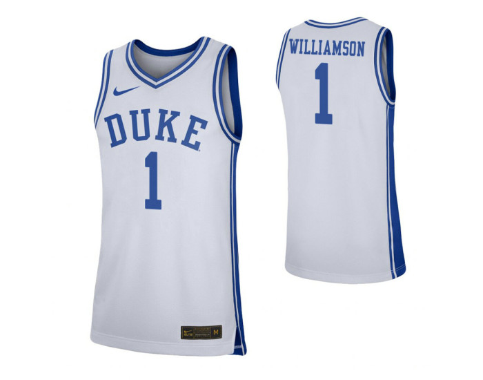 Duke Blue Devils #1 Zion Williamson White Replica College Basketball Jersey