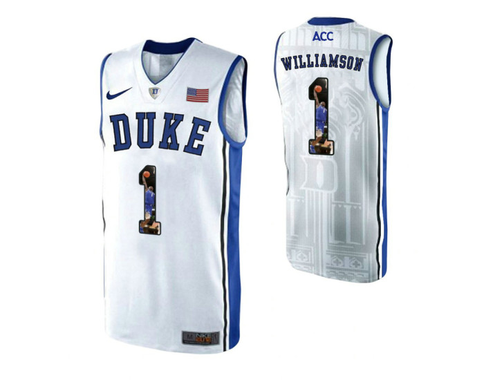 Youth Duke Blue Devils #1 Zion Williamson White Replica College Basketball Jersey