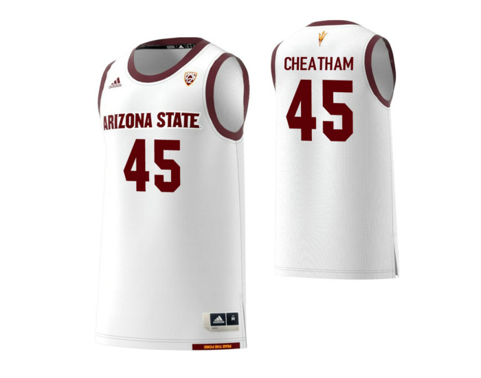 Arizona State Sun Devils 45 Zylan Cheatham Replica College Basketball Jersey White